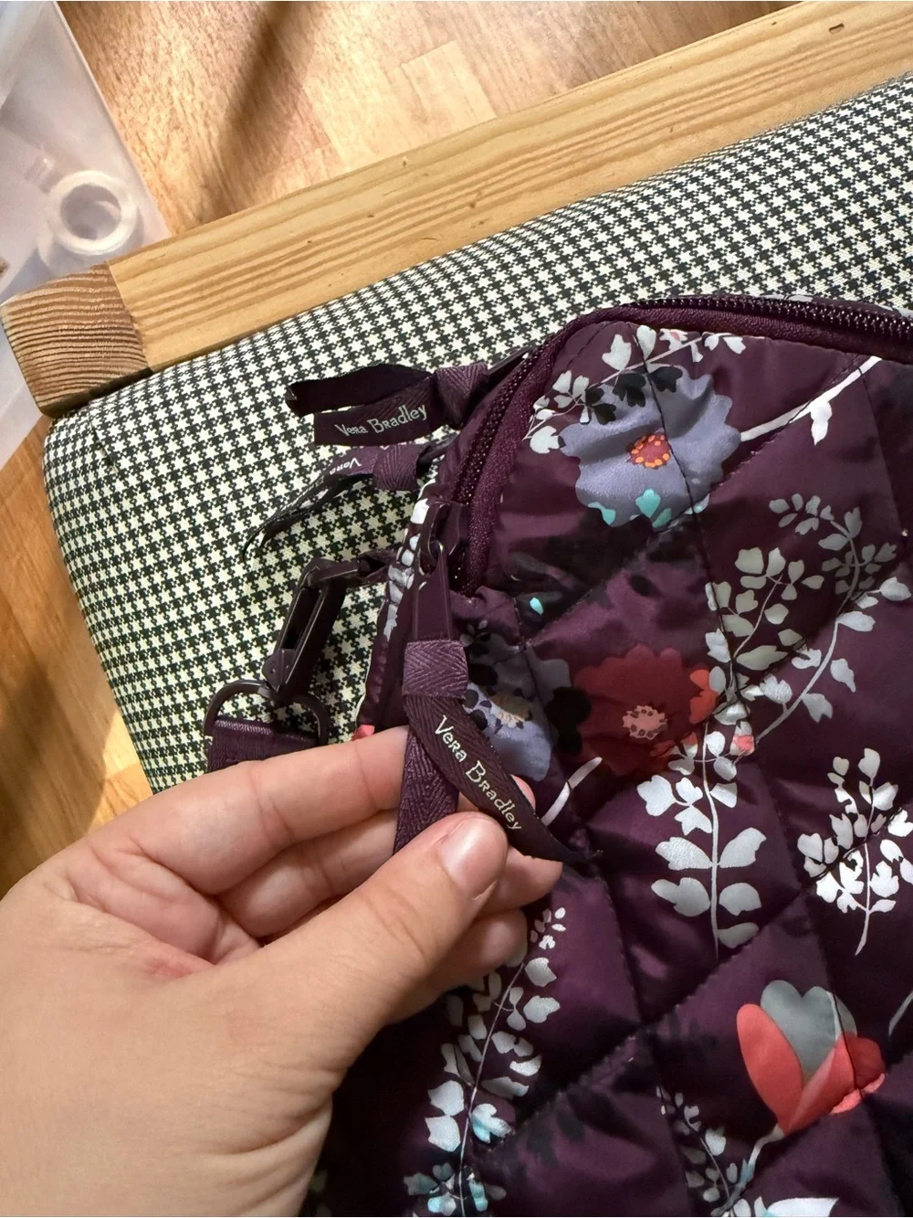 Quilted Floral Computer Bag in Plum